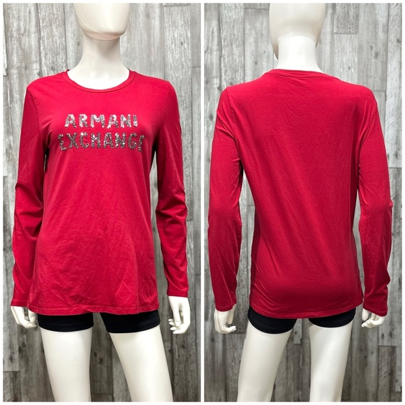 Armani Exchange Long Sleeve Sequin Tee [555] - Picture 2 of 9